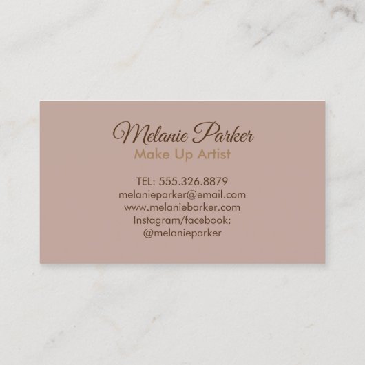 シックなトレンディー金ゴールドメイクアップアーティストバラ 名刺 (裏面)