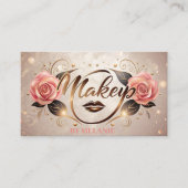 シックなトレンディー金ゴールドメイクアップアーティストバラ 名刺 (正面)