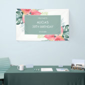 シックなトロピカルアンスリウム&モンステラ誕生日 横断幕 (トレードショー)