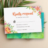 シックなトロピカルウォーターカラーサマーウェディングRSVP 出欠カード
