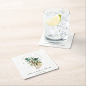シックなトロピカルウォーターカラーパームツリーズブライダルシャワー スクエアペーパーコースター (インサイチュ)