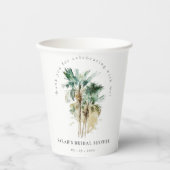 シックなトロピカルウォーターカラーパームツリーズブライダルシャワー 紙コップ (正面)