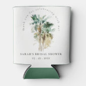 シックなトロピカルウォーターカラーパームツリーズブライダルシャワー 缶クーラー (正面)