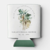 シックなトロピカルウォーターカラーパームツリーズブライダルシャワー 缶クーラー (裏面)
