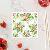 シックなトロピカルウォーターカラーフローラ スタンダードカクテルナプキン (インサイチュ)