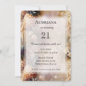 シックなトロピカルパイナップルスパークル誕生日 招待状 (正面)