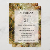 シックなトロピカルパイナップル誕生日 招待状 (正面/裏面)