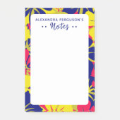 シックなトロピカルパープルピンクイエローフローラルパターン ポストイット (正面)