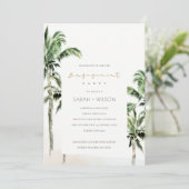 シックなトロピカルビーチパームツリーズ婚約招待状 サンキューカード (スタンド正面)
