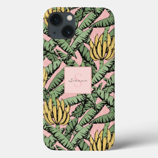 シックなトロピカルピンクと黄色のバナナの葉のパターン Case-Mate iPhoneケース (裏面)