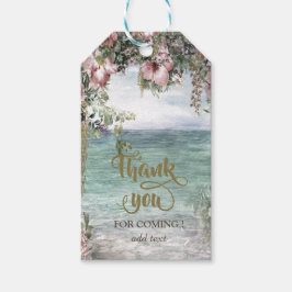 シックなトロピカルフラワーズ海ありがとう ギフトタグ