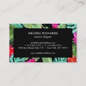 シックなトロピカルプリントウォーターカラーデザイナーブラック 名刺 (裏面)