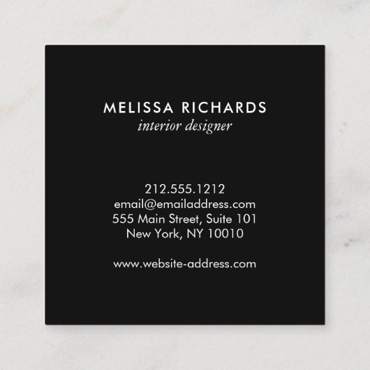 シックなトロピカルプリントウォーターカラーデザイナー スクエア名刺 (裏面)