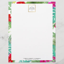 シックなトロピカルプリントウォーターカラーデザイナー レターヘッド