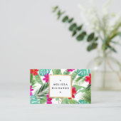 シックなトロピカルプリントウォーターカラーデザイナー 名刺 (スタンド正面)