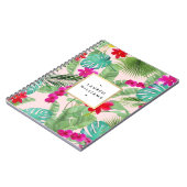 シックなトロピカルプリントウォーターカラーピンク ノートブック (左側)