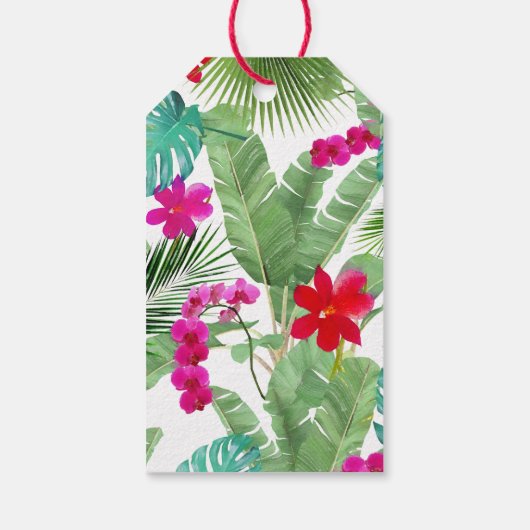 シックなトロピカルプリントウォーターカラー ギフトタグ (裏面)