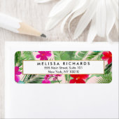 シックなトロピカルプリント水彩デザイナーピンク ラベル (インサイチュ)