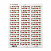 シックなトロピカルプリント水彩デザイナーピンク ラベル (フルシート)