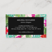 シックなトロピカルプリント水彩デザイナーピンク 名刺 (裏面)