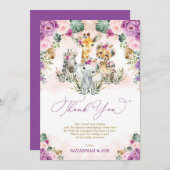 シックなトロピカルボホジャングルワイルドアニマルベビーシャワー サンキューカード (正面/裏面)