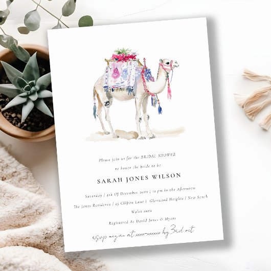 シックなトロピカルモロッコラクメルブライダルシャワー 招待状