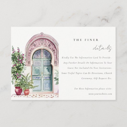 シックなトロピカルモ結婚ロッコドア詳細 エンクロージャーカード (正面)