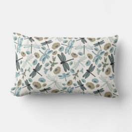 シックなトンボ花パターン ランバークッション
