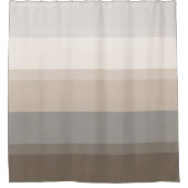 シックなトープ、クリームとグレーのシャワーカーストライプのテン シャワーカーテン (正面)