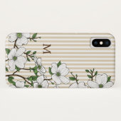 シックなドッグウッドの花々とストライプモノグラム Case-Mate iPhoneケース (裏面(横))
