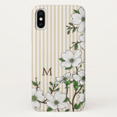 シックなドッグウッドの花々とストライプモノグラム Case-Mate iPhoneケース (裏面)