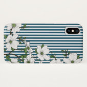 シックなドッグウッドの花とストライプパタン Case-Mate iPhoneケース (裏面(横))