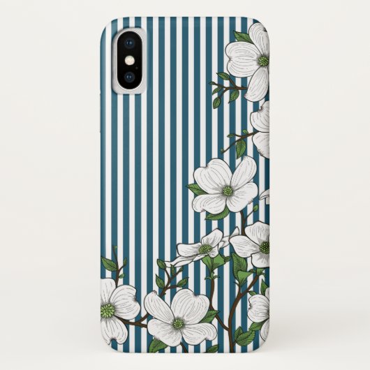 シックなドッグウッドの花とストライプパタン Case-Mate iPhoneケース (裏面)