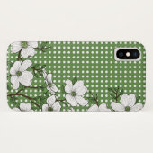 シックなドッグウッドの花と水玉模様パターン Case-Mate iPhoneケース (裏面(横))