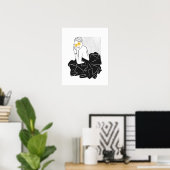 シックなドットファッションの女の子の白黒 ポスター (ホームオフィス)