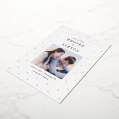 シックなドットフォイルモダンウェディング日付カードを保存 箔招待状 (回転した状態)