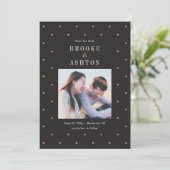 シックなドット編集可能カラー日付カードの保存 サンキューカード (スタンド正面)