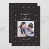 シックなドット編集可能カラー日付カードの保存 サンキューカード (正面/裏面)