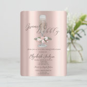 シックなドリップス、ガラス、バラブランチ&バブリー 招待状 (スタンド正面)