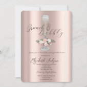 シックなドリップス、ガラス、バラブランチ&バブリー 招待状 (正面)