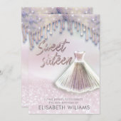 シックなドレガーリースが輝くホログラフィーを漂わせる 招待状 (正面/裏面)