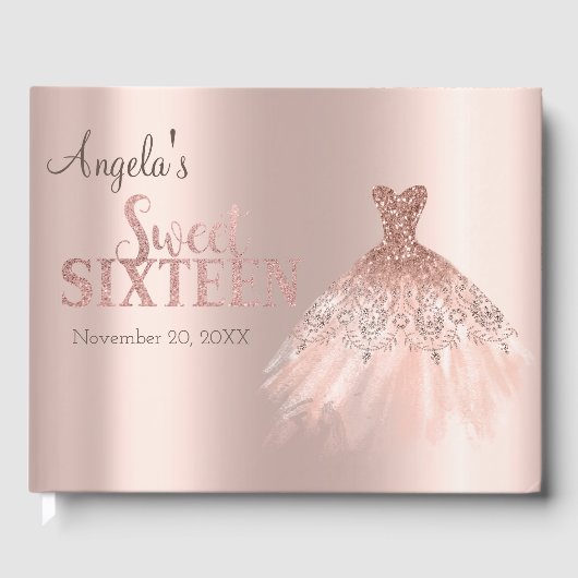 シックなドレスバラ金ゴールドスウィート16 ゲストブック (正面)
