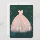 シックなドレス、グリーンブライダルシャワー 招待状 (裏面)