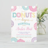 シックなドーナツとおむつ赤ちゃんシャワー金ゴールド女の子 招待状 (スタンド正面)