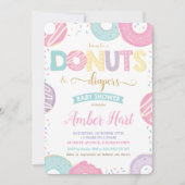 シックなドーナツとおむつ赤ちゃんシャワー金ゴールド女の子 招待状 (正面)