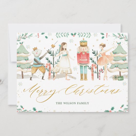 シックなナツクラッカーバレエ陽気なクリスマス シーズンカード (正面)
