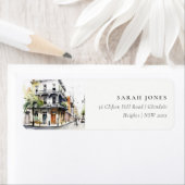 シックなニューオーリンズルイジアナのウォータカラーアドレス ラベル (インサイチュ)