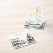 シックなニューオーリンズルイジアナ結婚ウォーター スクエアペーパーコースター (インサイチュ)