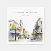 シックなニューオーリンズルイジアナ結婚ウォーター スタンダードカクテルナプキン (正面)