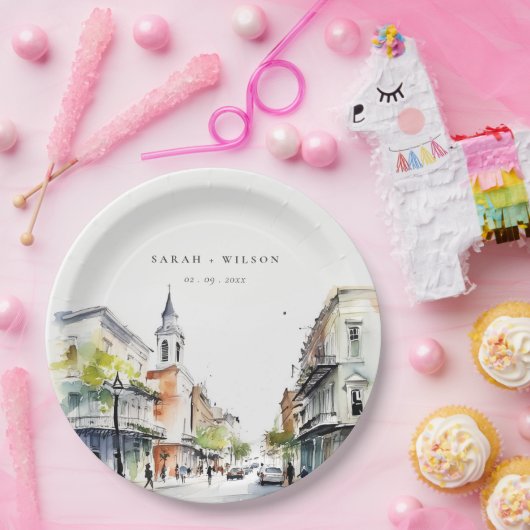 シックなニューオーリンズルイジアナ結婚ウォーター ペーパープレート (パーティー)
